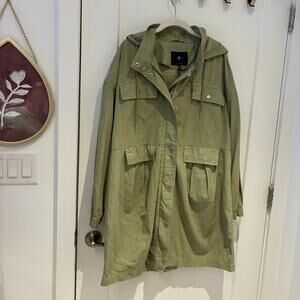 NWT 7 For All Mankind Olive Green Light Hooded Parka Jacket Large